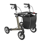 SERVER Aluminium Lightweight Rollator with ergonomic handles and storage basket, elegantly designed for easy transport.